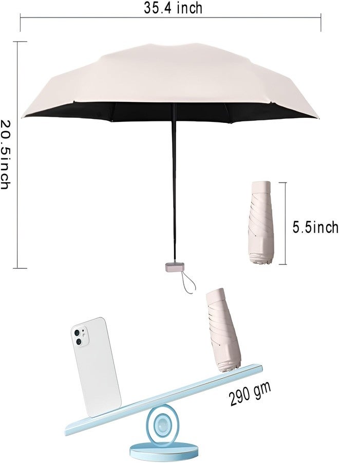 Contacts Women’s Mini Travel Umbrella with Capsule Case, Compact Lightweight UV Protection Parasol, Portable Windproof Purse Umbrella (Beige) - Image 4